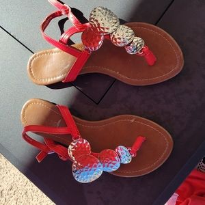 Boutique Red Sandals with Silver accents